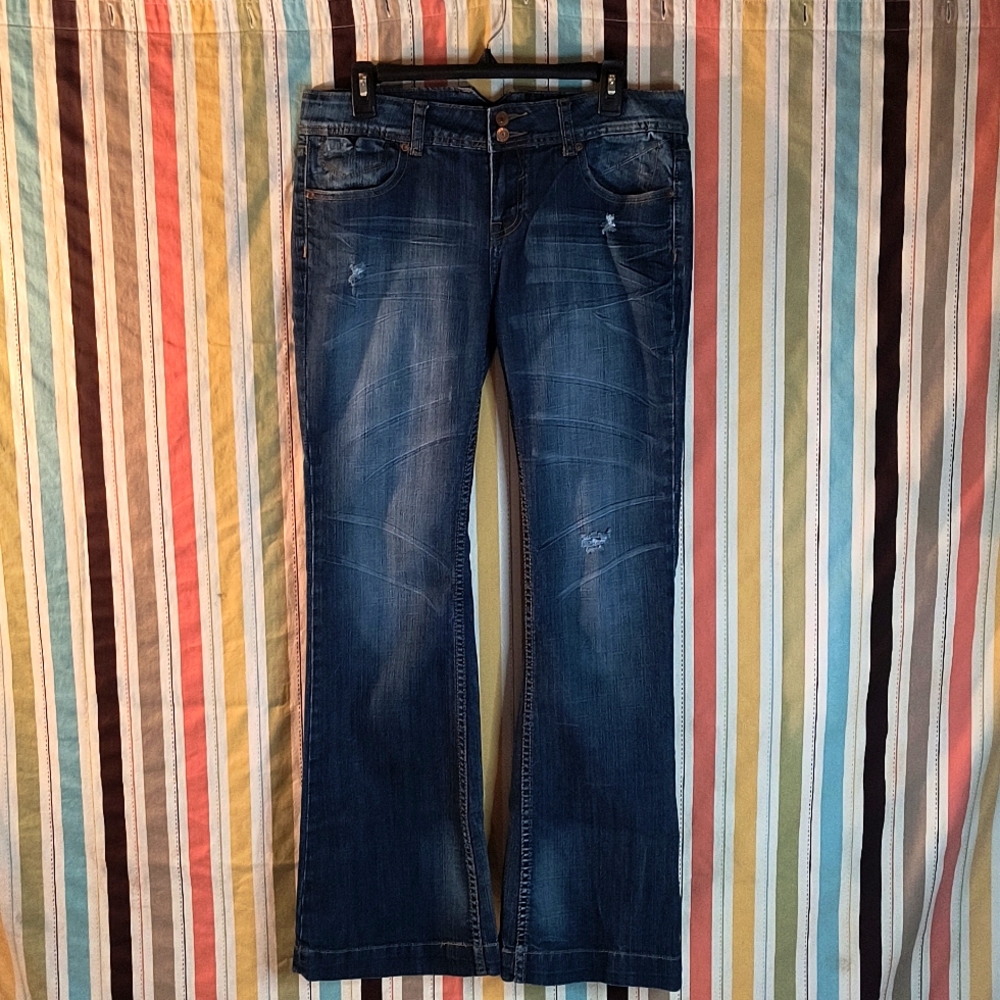VIGOLD Distressed Flare Denim Jeans
